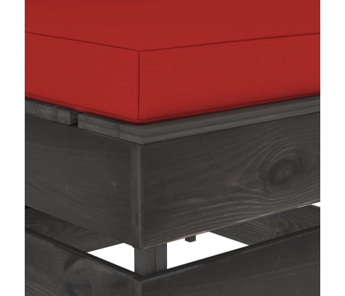 vidaXL vidējais moduļu dīvāns ar spilveniem, pelēks, impregnēts koks