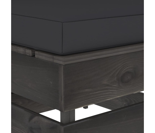 vidaXL vidējais moduļu dīvāns ar spilveniem, pelēks, impregnēts koks