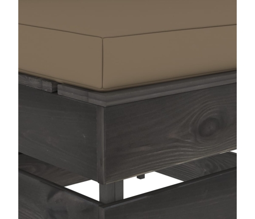 vidaXL vidējais moduļu dīvāns ar spilveniem, pelēks, impregnēts koks