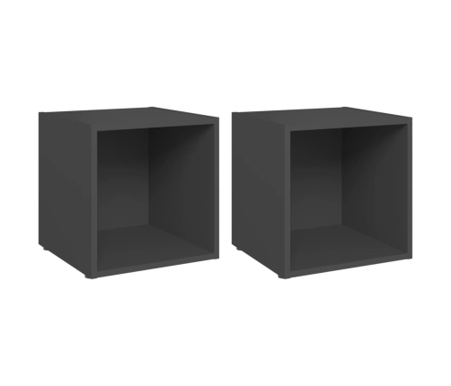 vidaXL TV plaukti, 2 gab., pelēki, 37x35x37 cm, inženierijas koks