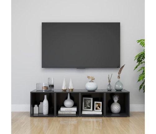 vidaXL TV plaukti, 2 gab., pelēki, 37x35x37 cm, inženierijas koks