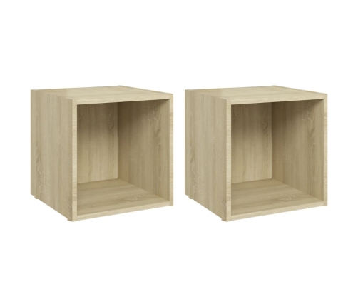 vidaXL TV plaukti, 2 gab., ozolkoka, 37x35x37 cm, inženierijas koks