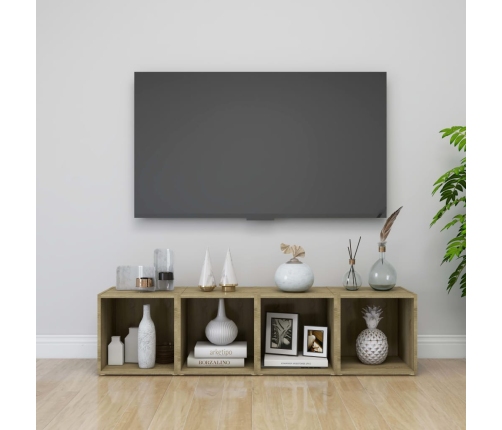 vidaXL TV plaukti, 2 gab., ozolkoka, 37x35x37 cm, inženierijas koks