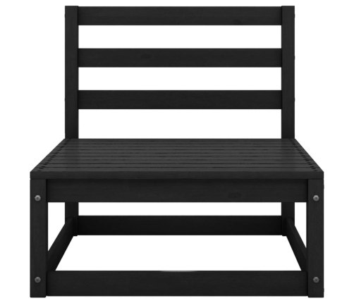 vidaXL vidējais dārza dīvāns, melns, priedes masīvkoks