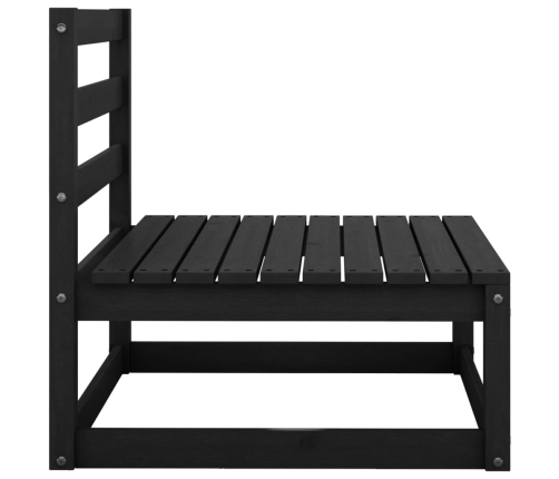 vidaXL vidējais dārza dīvāns, melns, priedes masīvkoks