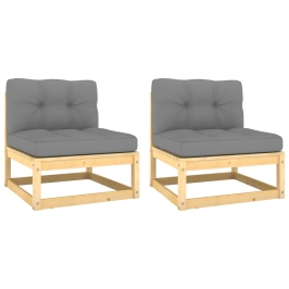 Vidējie Dārza Dīvāni Ar Matračiem, 2 Gab., Priedes Masīvkoks Vidaxl