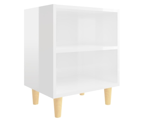 vidaXL naktsskapīši, 2 gab., koka kājas, spīdīgi balti, 40x30x50 cm