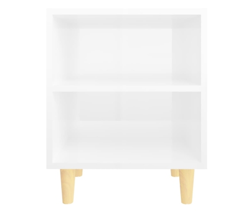 vidaXL naktsskapīši, 2 gab., koka kājas, spīdīgi balti, 40x30x50 cm