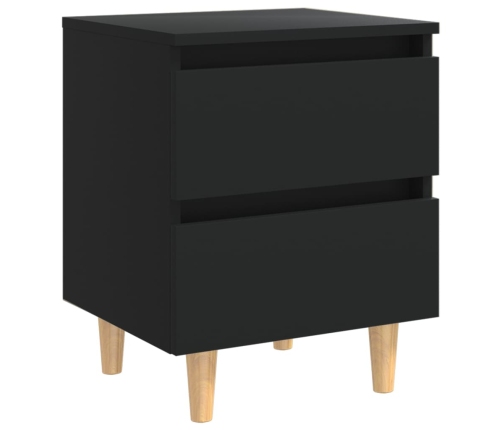 vidaXL naktsskapīši, 2 gab., priedes koka kājas, melni, 40x35x50 cm
