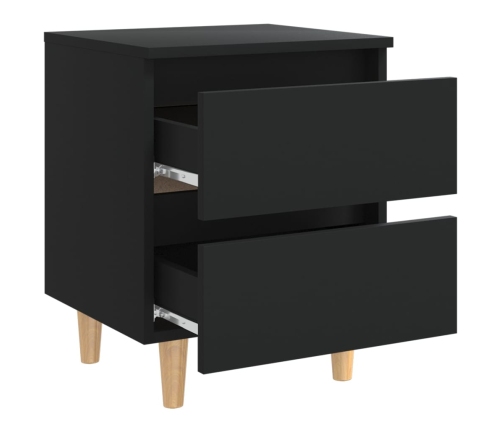 vidaXL naktsskapīši, 2 gab., priedes koka kājas, melni, 40x35x50 cm