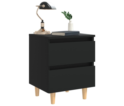 vidaXL naktsskapīši, 2 gab., priedes koka kājas, melni, 40x35x50 cm