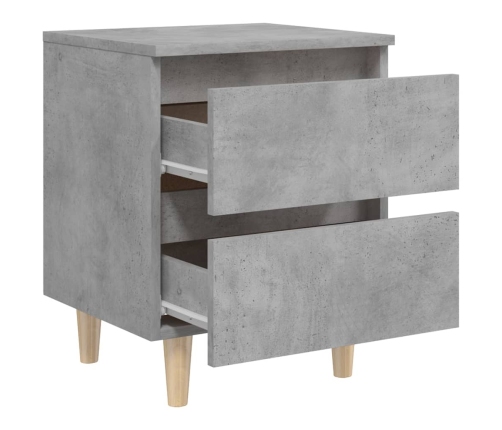 vidaXL naktsskapītis, priedes koka kājas, betona pelēks, 40x35x50 cm