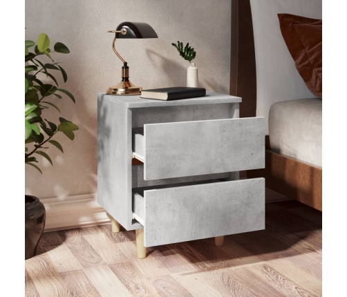vidaXL naktsskapītis, priedes koka kājas, betona pelēks, 40x35x50 cm