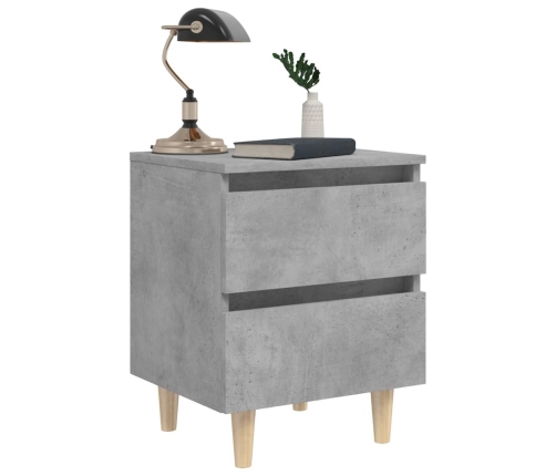 vidaXL naktsskapītis, priedes koka kājas, betona pelēks, 40x35x50 cm