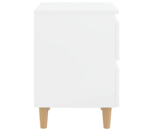vidaXL naktsskapīši, 2 gab., priedes koka kājas, balti, 40x35x50 cm