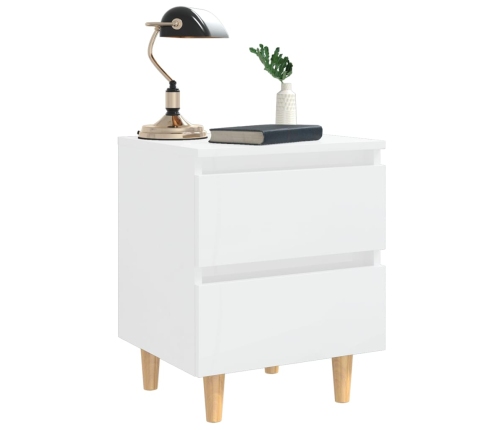 vidaXL naktsskapīši, 2 gab., priedes koka kājas, balti, 40x35x50 cm