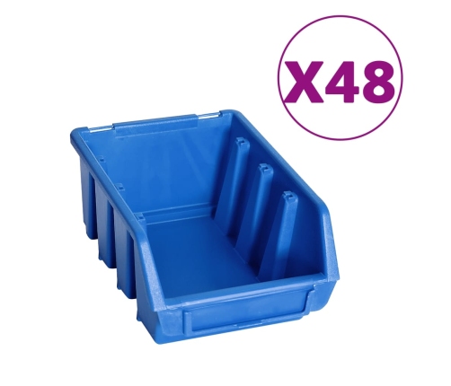 vidaXL 128-daļīgs sienas plaukts ar kastītēm un paneļiem, zils, melns