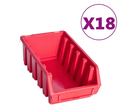 vidaXL 103-daļīgs sienas plaukts ar kastēm un paneļiem, melns, sarkans