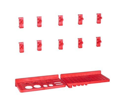 vidaXL 103-daļīgs sienas plaukts ar kastēm un paneļiem, melns, sarkans