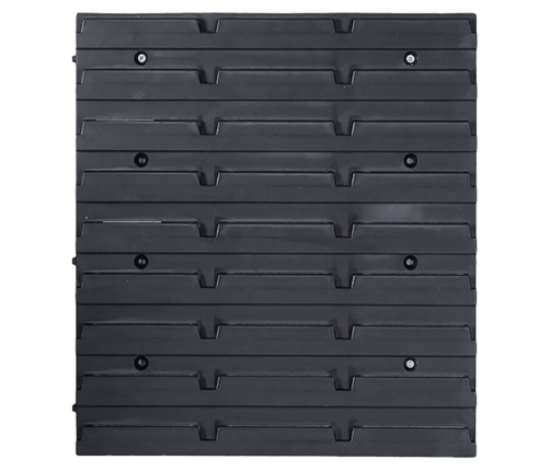 vidaXL 103-daļīgs sienas plaukts ar kastēm un paneļiem, melns, sarkans