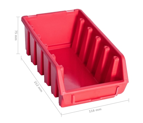 vidaXL 103-daļīgs sienas plaukts ar kastēm un paneļiem, melns, sarkans