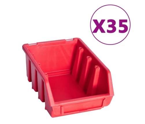 vidaXL 141-daļīgs sienas plaukts ar kastēm un paneļiem, melns, sarkans