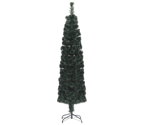 vidaXL Ziemassvētku egle ar statīvu, šaura, 150 cm, optiskā šķiedra