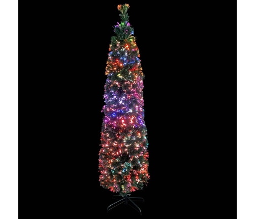 vidaXL Ziemassvētku egle ar statīvu, šaura, 150 cm, optiskā šķiedra