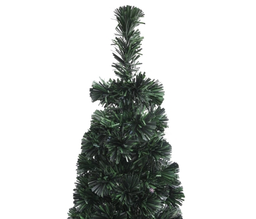 vidaXL Ziemassvētku egle ar statīvu, šaura, 150 cm, optiskā šķiedra