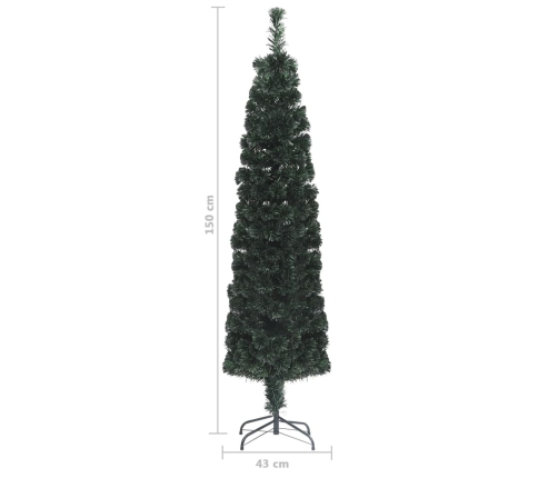 vidaXL Ziemassvētku egle ar statīvu, šaura, 150 cm, optiskā šķiedra