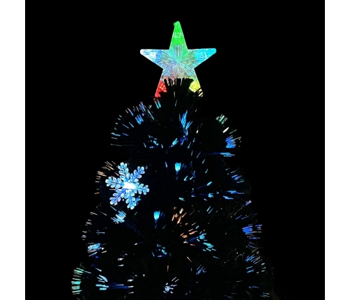 vidaXL mākslīgā Ziemassvētku egle, LED, melna, 180 cm, optiskā šķiedra