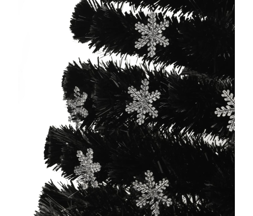 vidaXL mākslīgā Ziemassvētku egle, LED, melna, 180 cm, optiskā šķiedra