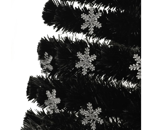 vidaXL mākslīgā Ziemassvētku egle, LED, melna, 210 cm, optiskā šķiedra