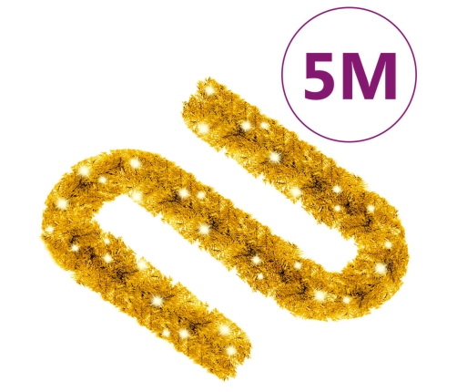 vidaXL Ziemassvētku vītne ar LED lampiņām, 5 m, zeltaina