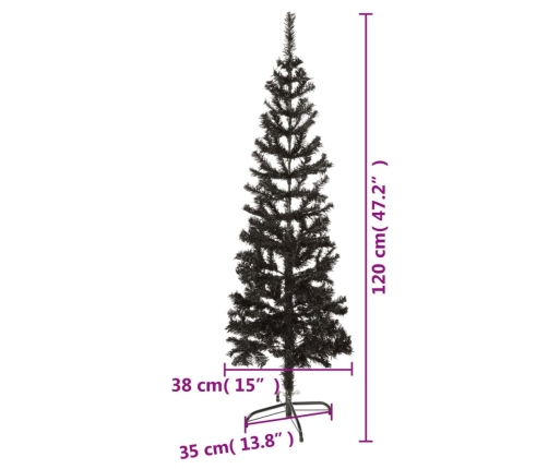 vidaXL mākslīgā Ziemassvētku egle, šaura, melna, 120 cm