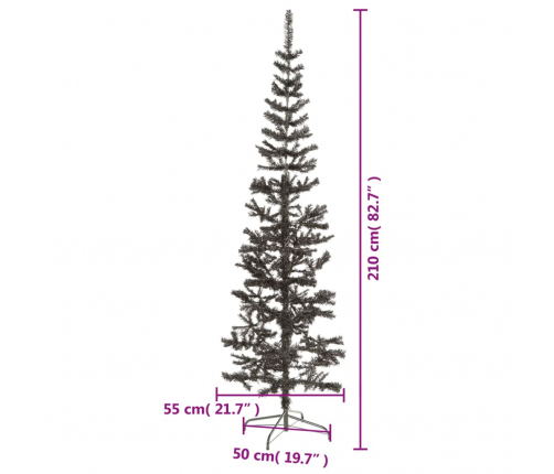 vidaXL mākslīgā Ziemassvētku egle, šaura, 210 cm, melna