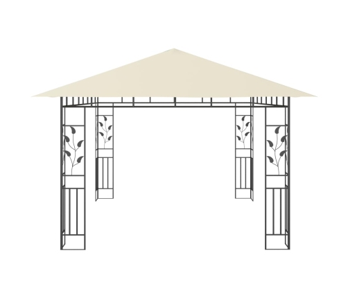 vidaXL dārza nojume ar moskītu tīklu un LED, 4x3x2,73 m, krēmkrāsas