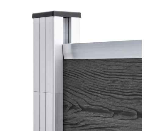 vidaXL žoga paneļu komplekts, 526x186 cm, melns WPC