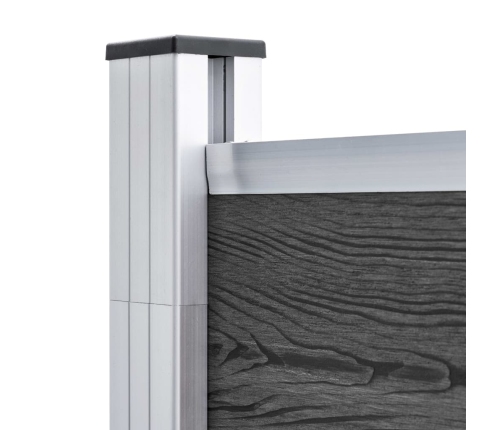 vidaXL žoga paneļu komplekts, 1737x186 cm, melns WPC