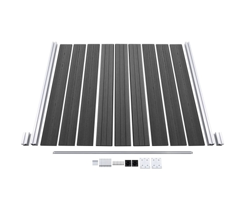 vidaXL žoga paneļu komplekts, 446x(105-186) cm, melns WPC