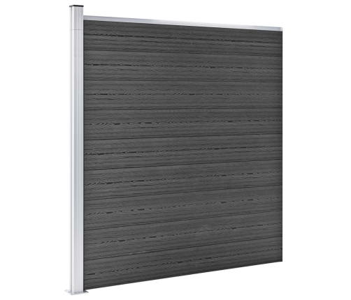 vidaXL žoga paneļu komplekts, 965x(105-186) cm, melns WPC