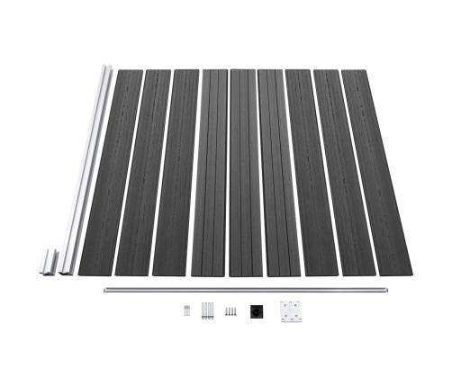 vidaXL žoga paneļu komplekts, 1830x(105-186) cm, melns WPC