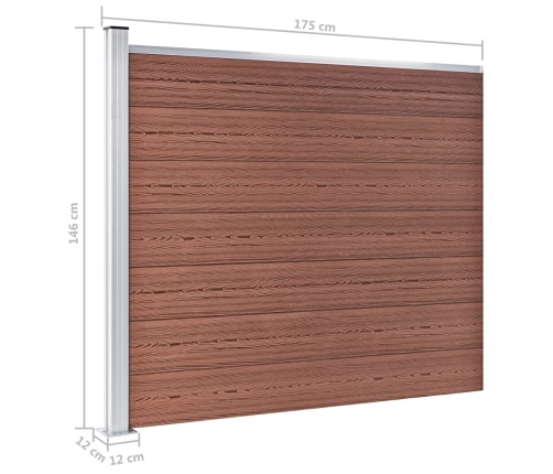 vidaXL žoga paneļu komplekts, 353x146 cm, brūns WPC