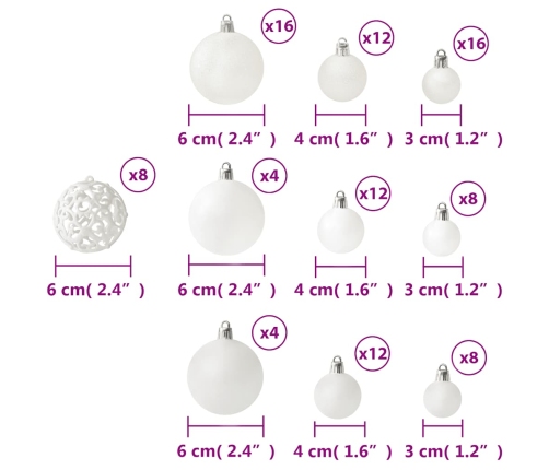 Ziemassvētku Bumbas, 100 Gab., Baltas Vidaxl