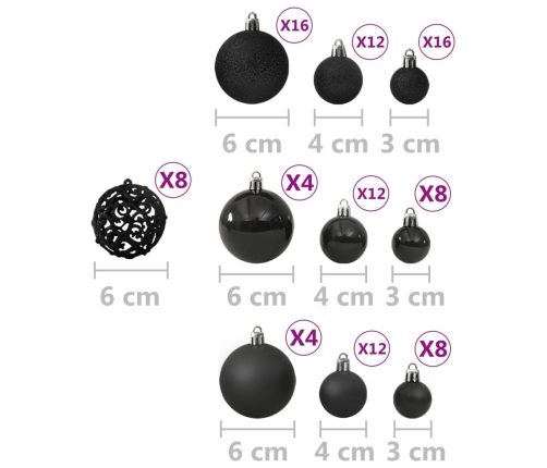 vidaXL Ziemassvētku bumbas, 100 gab., melnas