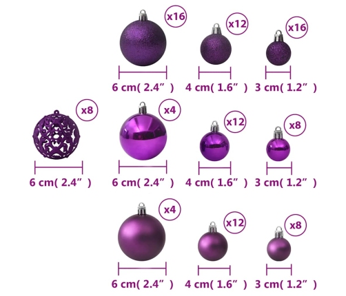 Ziemassvētku Bumbas, 100 Gab., Violetas Vidaxl