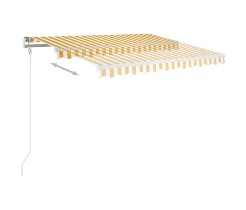 Vidaxlmarkīze Ar Led Un Vēja Sensoru, 350X250 Cm, Dzeltenbalta