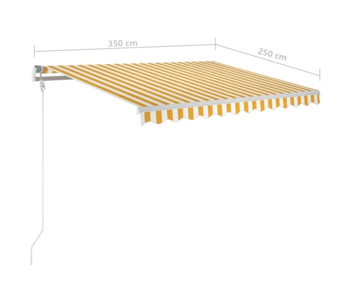 Vidaxlmarkīze Ar Led Un Vēja Sensoru, 350X250 Cm, Dzeltenbalta