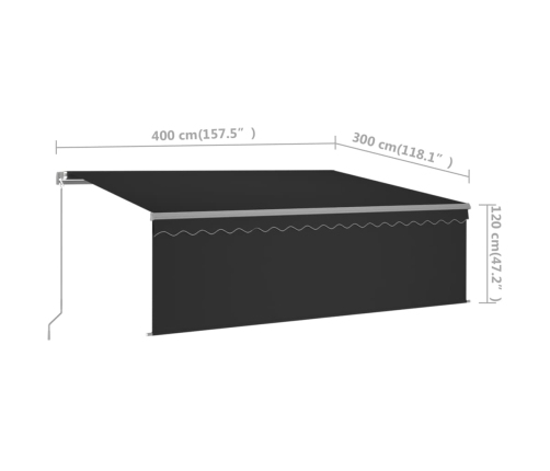 vidaXL izvelkama markīze ar žalūziju, 4x3 m, manuāla, antracītpelēka