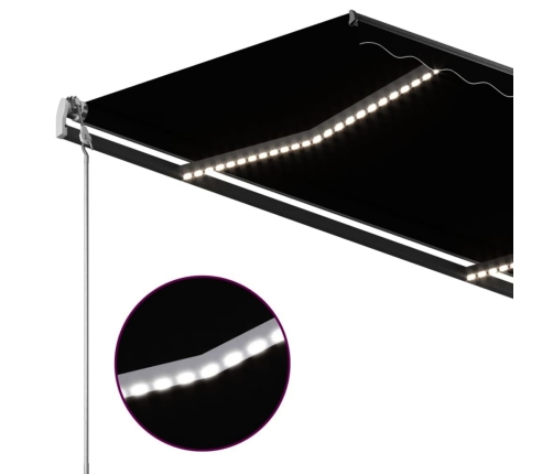 vidaXL markīze ar LED un vēja sensoru, automātiska, 3x2,5 m, pelēka